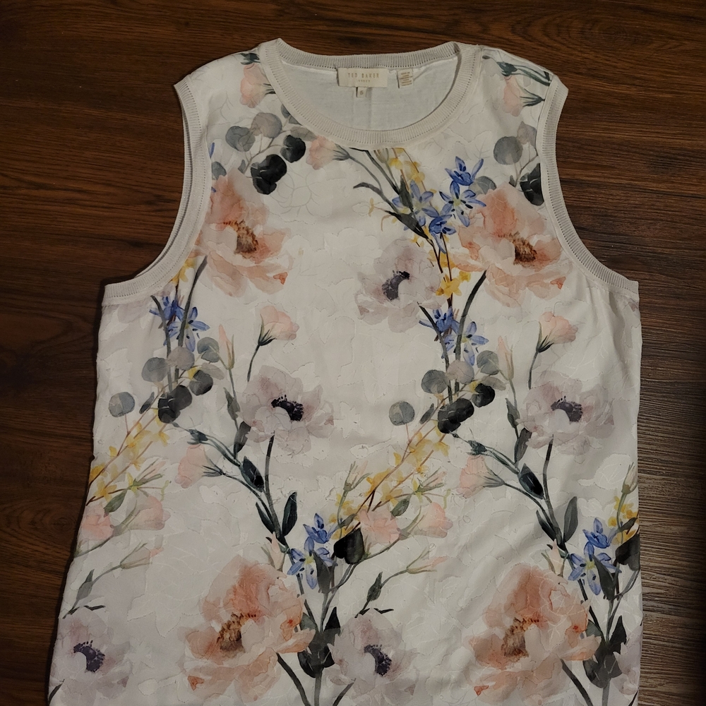 Ted Baker London Floral Tank Top - Cream and Peach